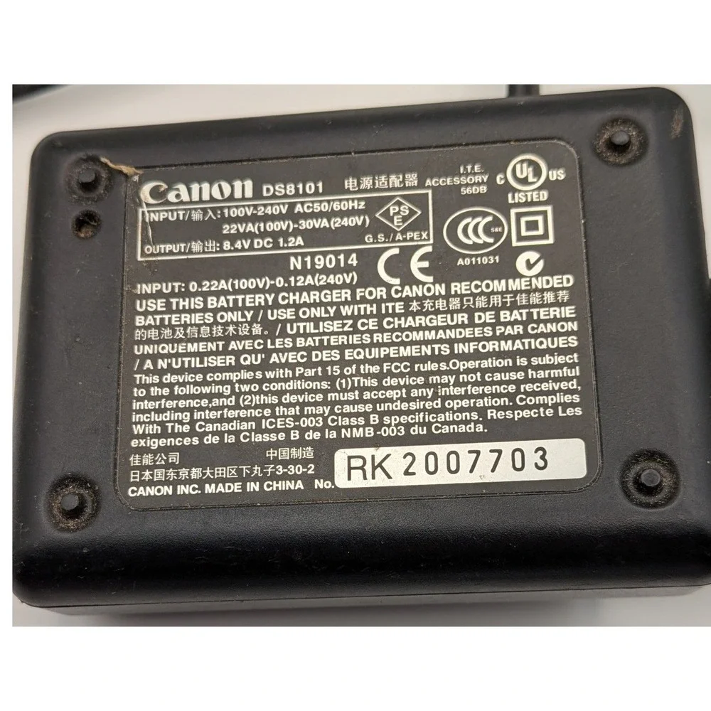 Canon Battery Charger CB-5L Unisex OS Black Good DS8101 Untested AC Cord